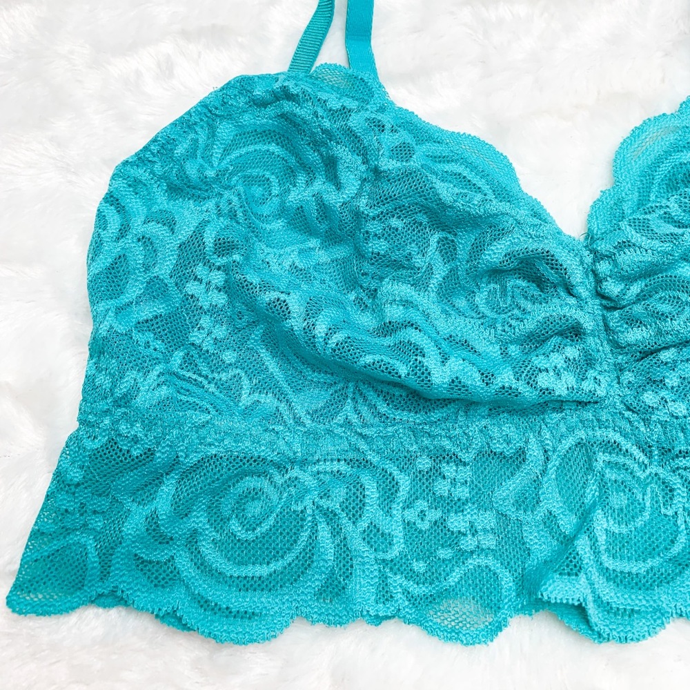 PINK Victoria’s Secret Lace Teal Bralette Md EUC - Picture 2 of 6